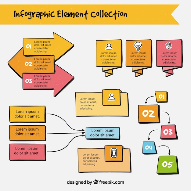 Collection d&#39;éléments infographiques dessinés à la main