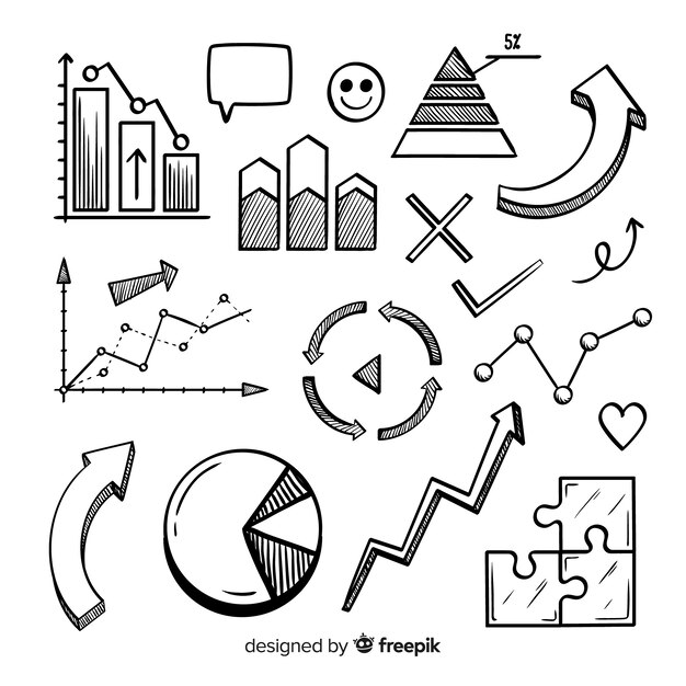 Collection d'éléments infographiques dessinés