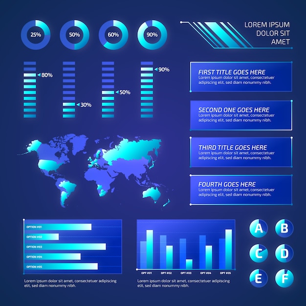 Vecteur gratuit collection d'éléments infographiques futuristes