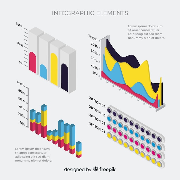 Collection D'éléments Infographiques Isométriques