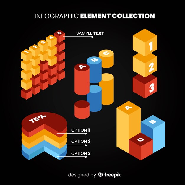 Collection d&#39;éléments infographiques isométriques