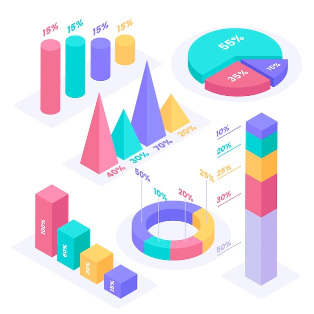 Collection D'éléments Infographiques Isométriques