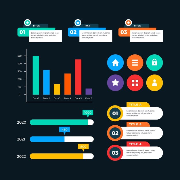 Collection d'éléments infographiques plats