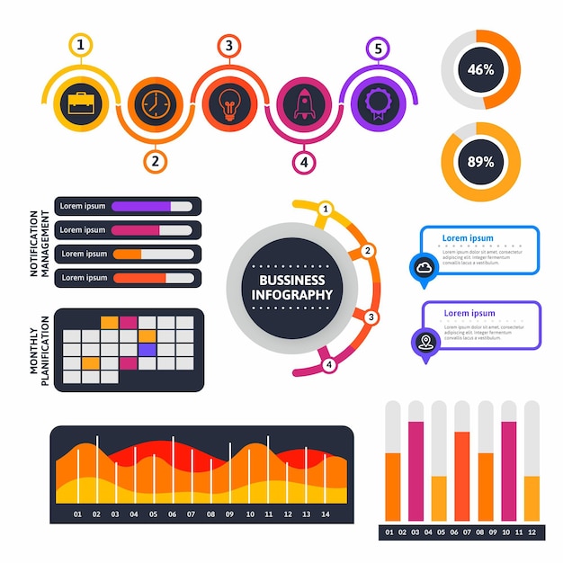 Vecteur gratuit collection d'éléments infographiques plats