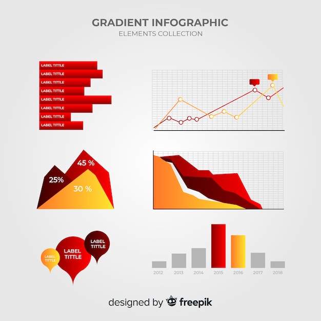 Vecteur gratuit collection d'éléments infographiques avec style dégradé