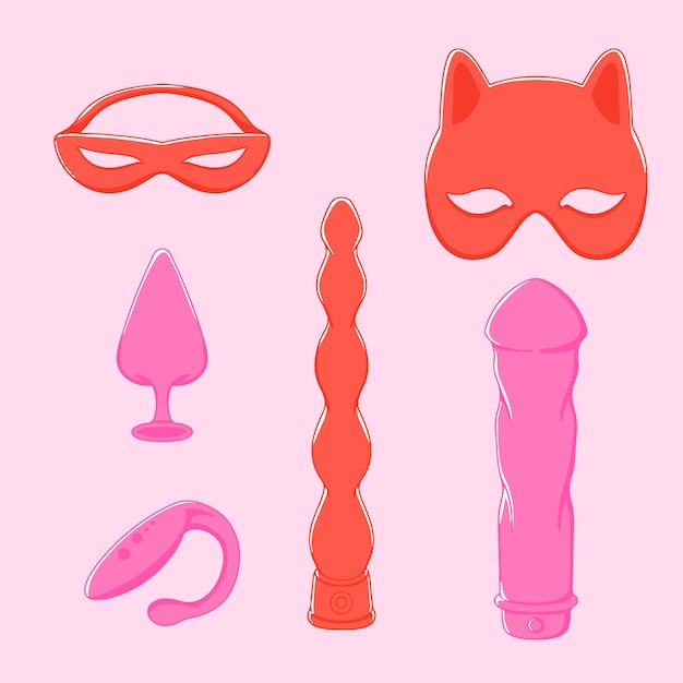 Vecteur gratuit collection d'éléments de jouets sexuels