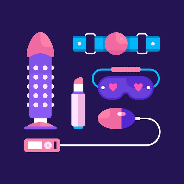 Vecteur gratuit collection d'éléments de jouets sexuels