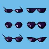 Vecteur gratuit collection d'éléments de lunettes de soleil thug life design plat