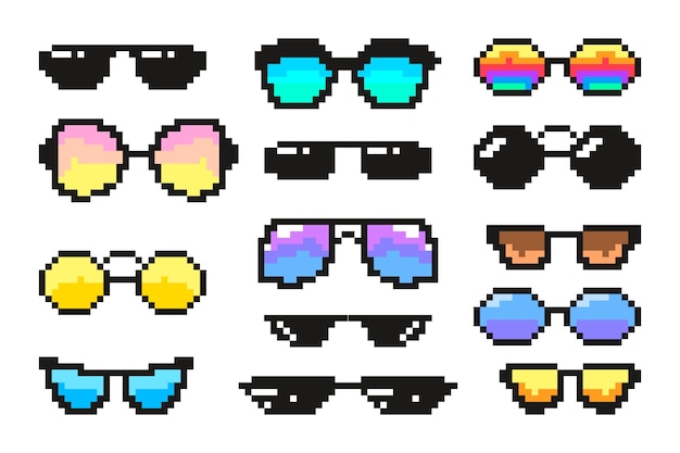 Vecteur gratuit collection d'éléments de lunettes de soleil thug life design plat