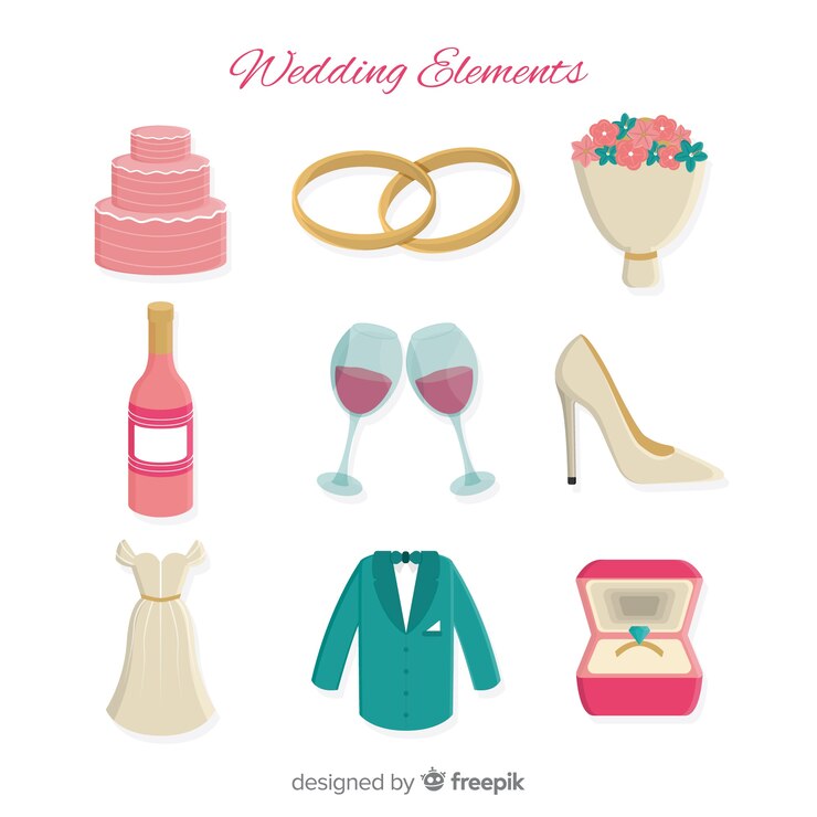 Vecteur gratuit collection d&#39;éléments de mariage
