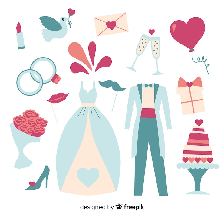 Vecteur gratuit collection d&#39;éléments de mariage