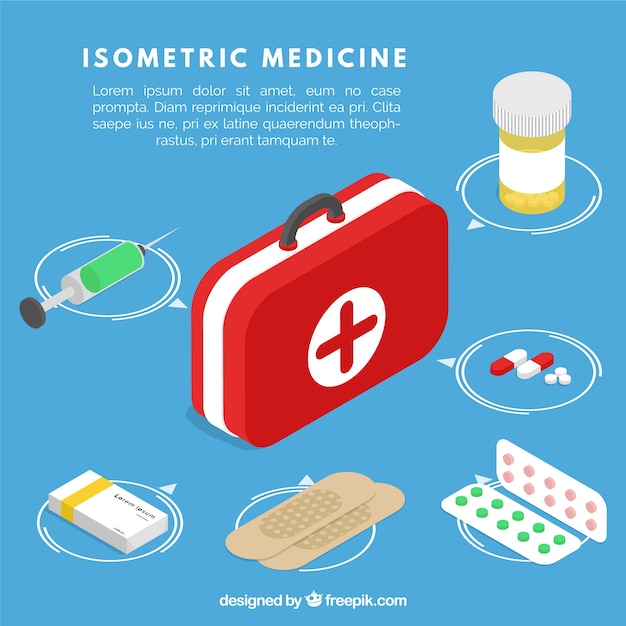 Vecteur gratuit collection d'éléments médicaux isométriques