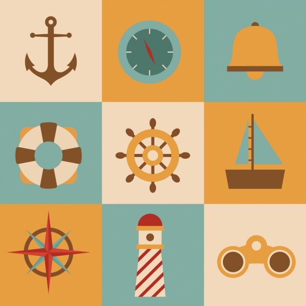 collection d&#39;éléments nautiques