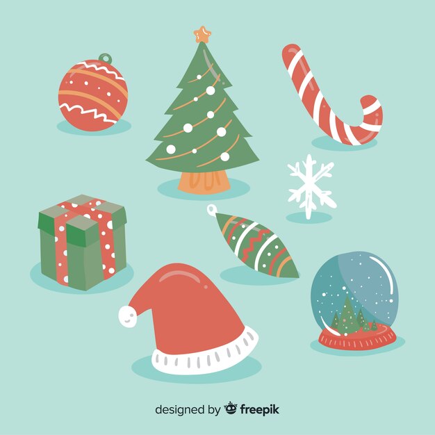 Collection d&#39;éléments de Noël belle dessinés à la main