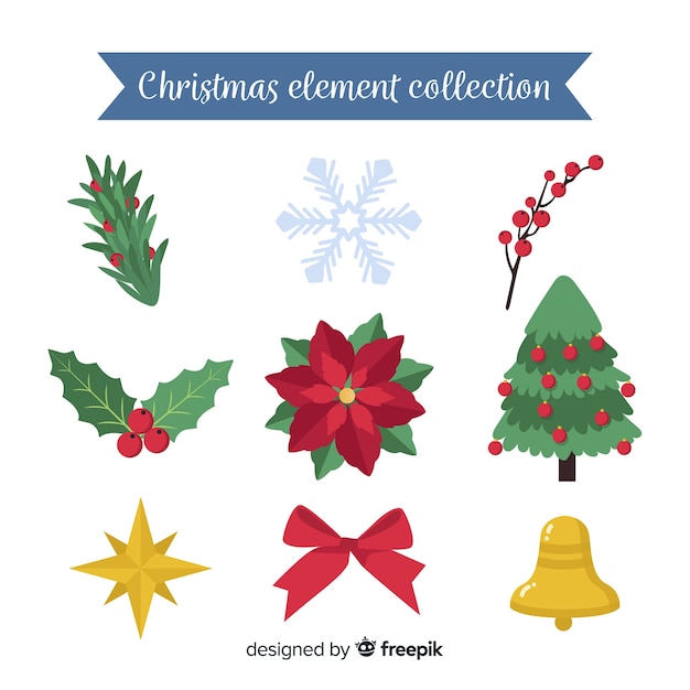 Collection D'éléments De Noël Colorés Avec Un Design Plat