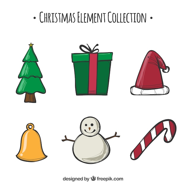 Collection D'éléments De Noël Plat