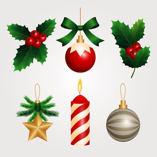 Collection d'éléments de noël réalistes