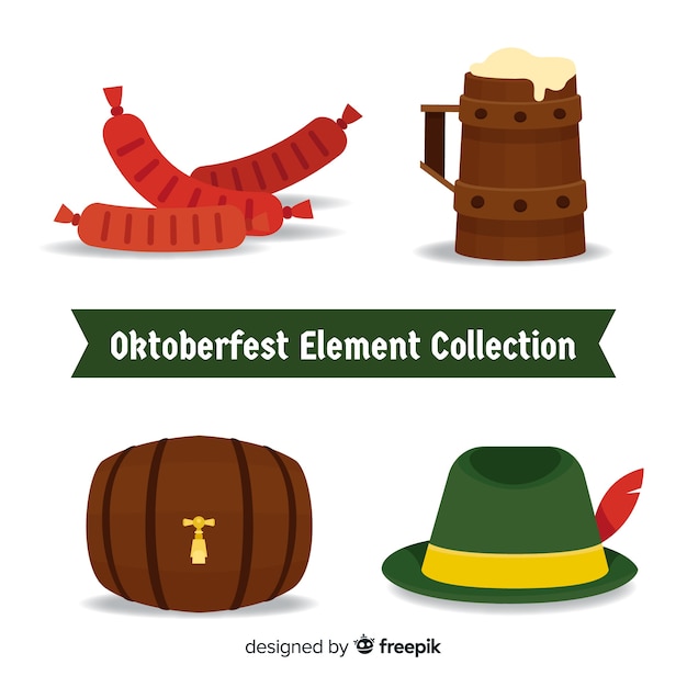 Vecteur gratuit collection d'éléments oktoberfest au design plat