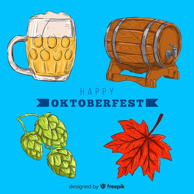 Collection D'éléments Oktoberfest Dessinés à La Main