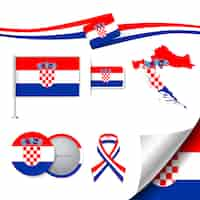 Vecteur gratuit collection d'éléments de papeterie avec le drapeau de la conception de croatie