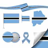 Vecteur gratuit collection d'éléments de papeterie avec le drapeau du design du botswana