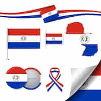 Vecteur gratuit collection d'éléments de papeterie avec le drapeau du design paraguayen