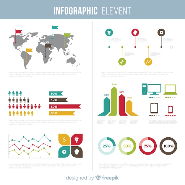 Collection D'éléments Plats Infographiques