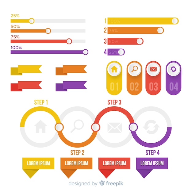 Vecteur gratuit collection d'éléments plats infographiques