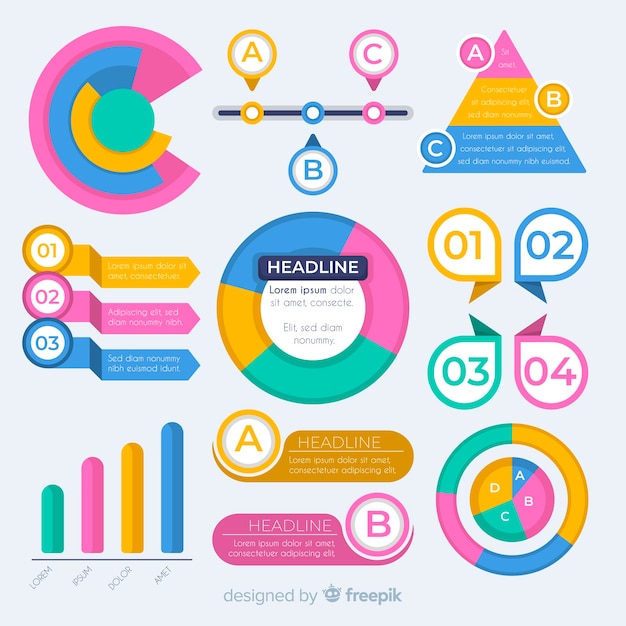 Collection D'éléments Plats Infographiques