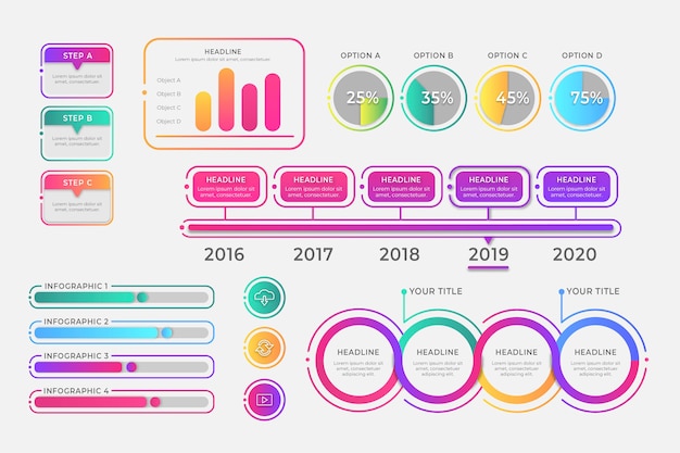 Vecteur gratuit collection d'éléments plats infographiques