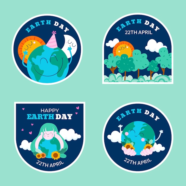 Vecteur gratuit collection d'éléments plats pour la célébration du jour de la terre