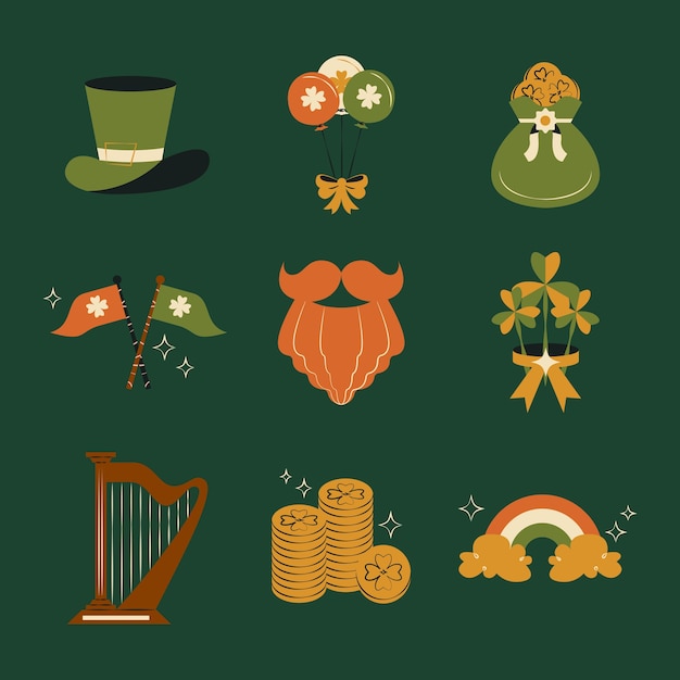 Collection D'éléments Plats Pour La Célébration De La Saint-patrick