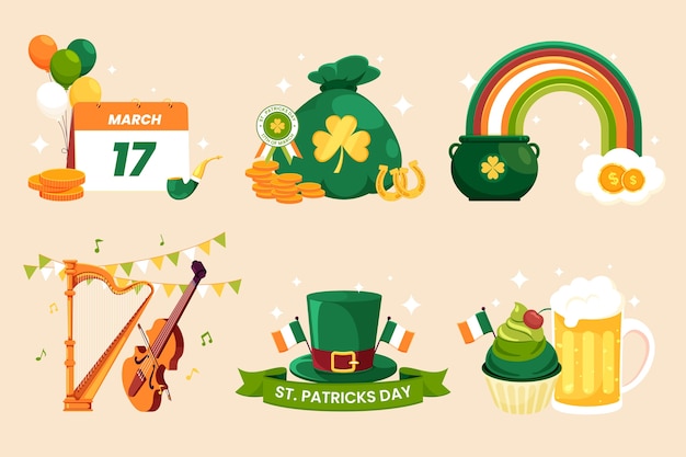 Collection D'éléments Plats Pour La Célébration De La Saint-patrick