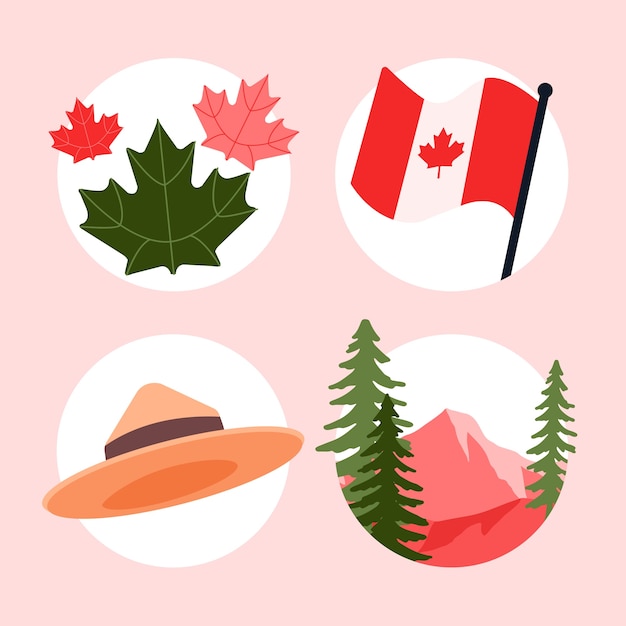 Vecteur gratuit collection d'éléments plats pour la fête du canada