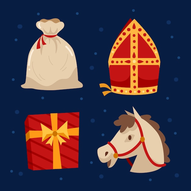 Vecteur gratuit collection d'éléments plats sinterklaas