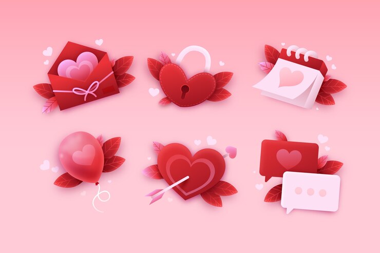 Vecteur gratuit collection d'éléments réalistes de la saint valentin