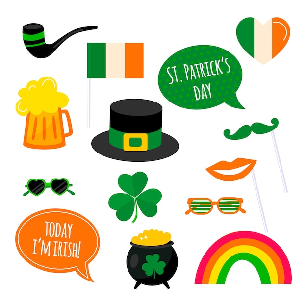 Vecteur gratuit collection d'éléments de la saint-patrick au design plat