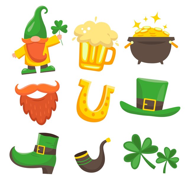 Collection d'éléments de la Saint-Patrick