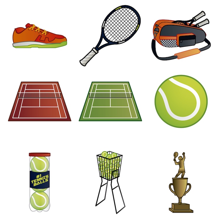Vecteur gratuit collection d'éléments de tennis