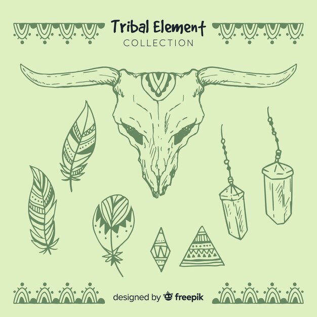 Collection d&#39;éléments tribaux dessinés à la main