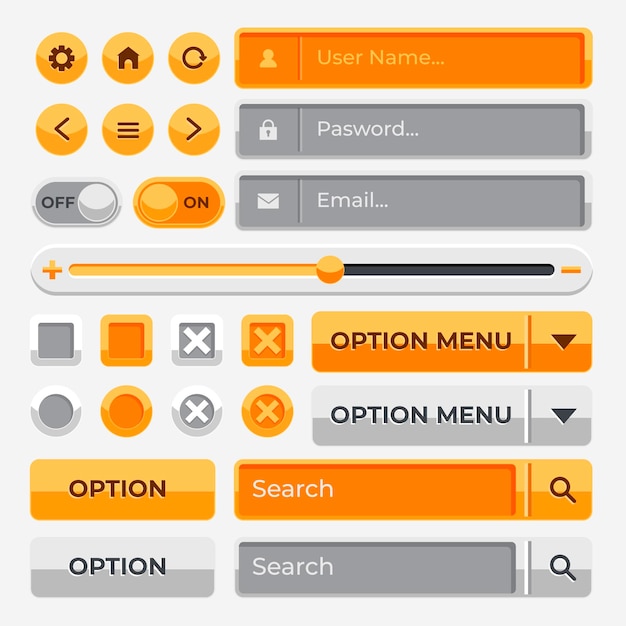 Vecteur gratuit collection d'éléments ui/ux plats