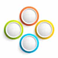 Vecteur gratuit collection d'éléments web abstraits avec quatre boutons ronds colorés sur blanc isolé