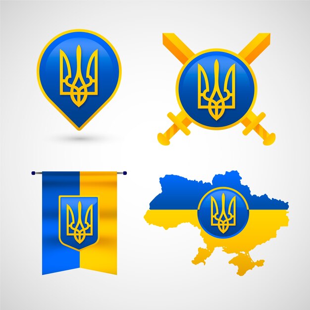 Collection d'emblèmes nationaux ukrainiens réalistes