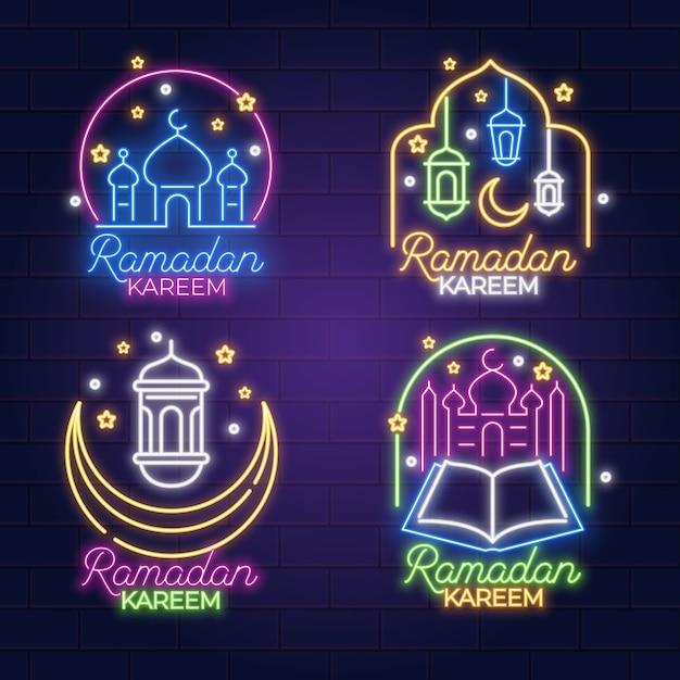 Collection D'enseignes Au Néon Du Ramadan