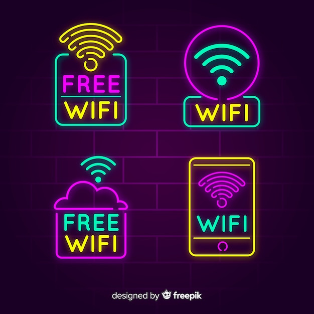 Collection De Enseignes Wifi Gratuite Au Néon