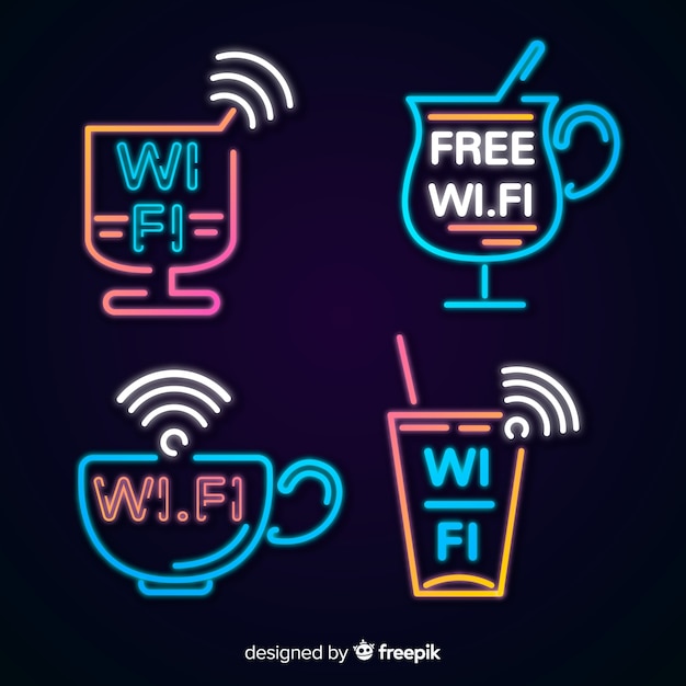 Collection De Enseignes Wifi Gratuite Au Néon