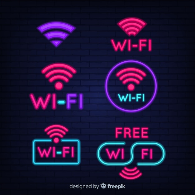 Collection De Enseignes Wifi Gratuite Au Néon