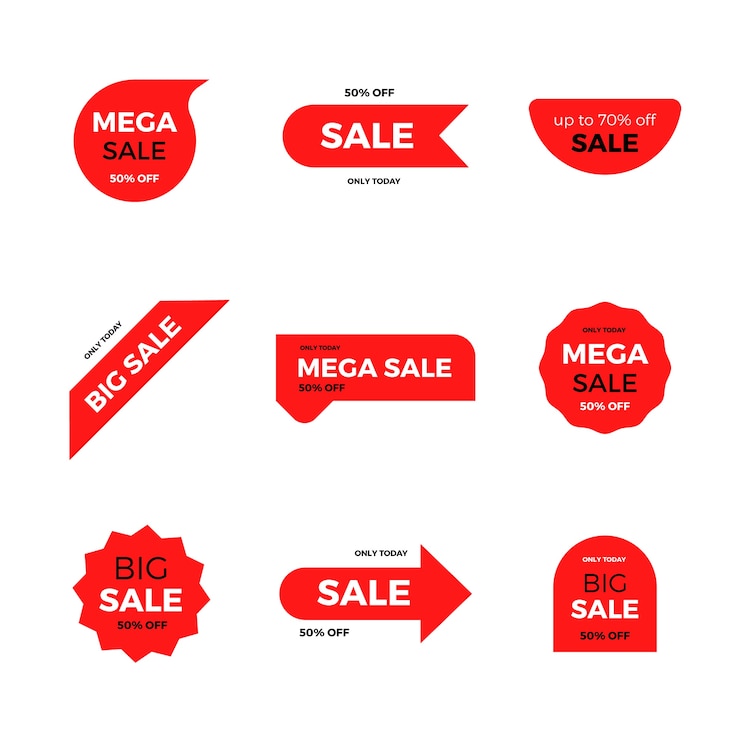 Vecteur gratuit collection d'étiquette de vente rouge