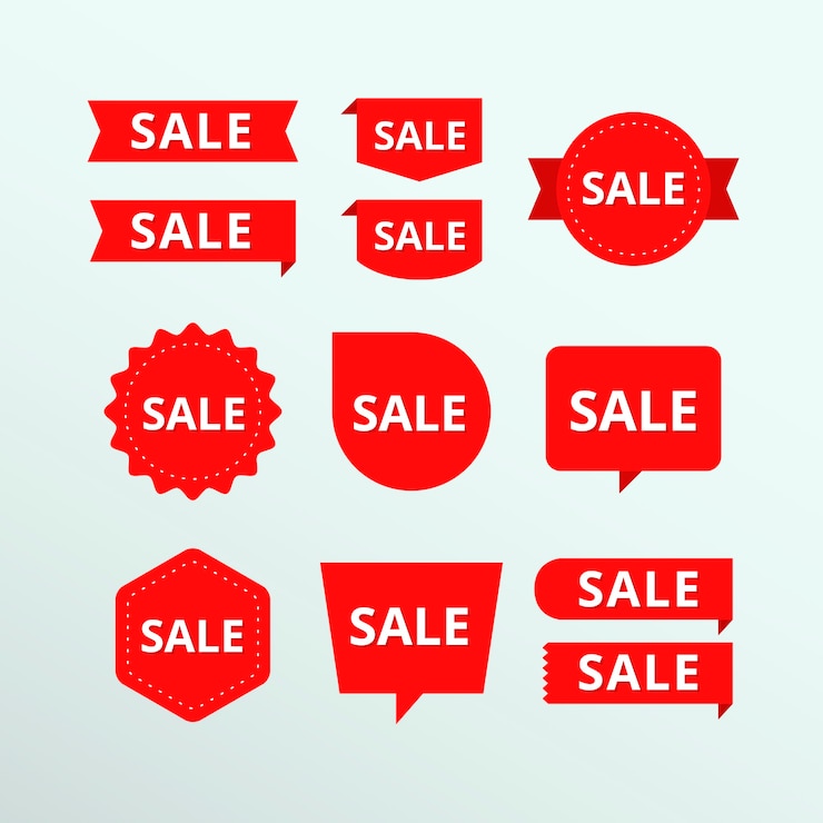 Vecteur gratuit collection d'étiquette de vente rouge