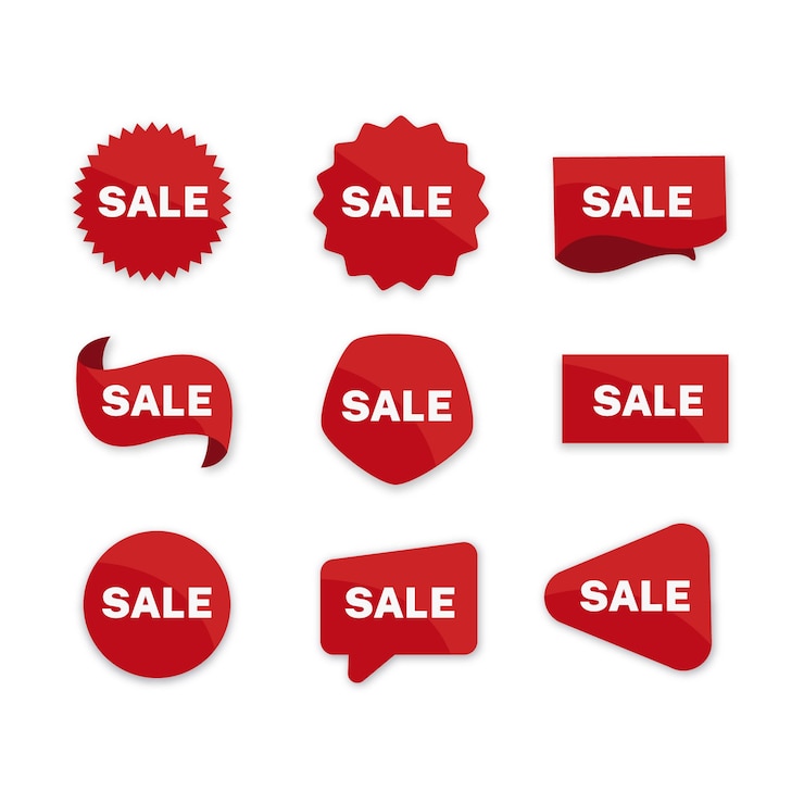 Vecteur gratuit collection d'étiquette de vente rouge